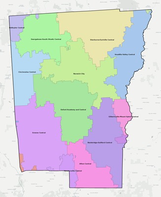 Chenango County NY school district boundaries map