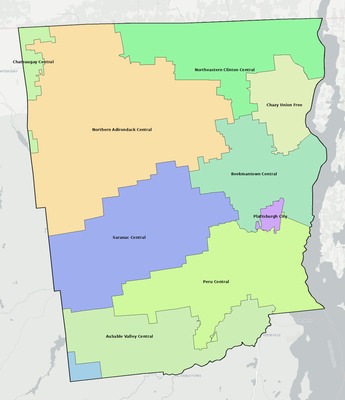 Clinton County NY school district boundaries map