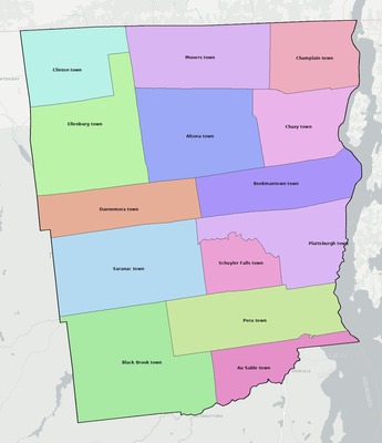Clinton County NY townships and subdivisions map
