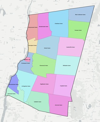 Columbia County NY townships and subdivisions map