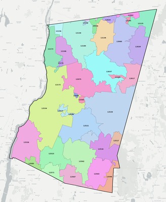 Columbia County NY ZIP code boundaries map