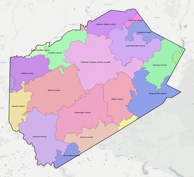 Delaware County NY school district boundaries map