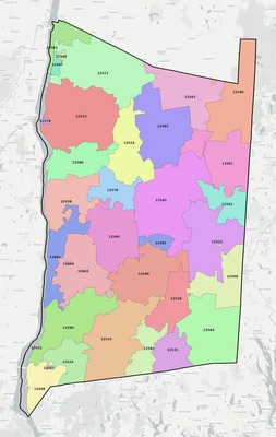 Dutchess County NY ZIP code boundaries map