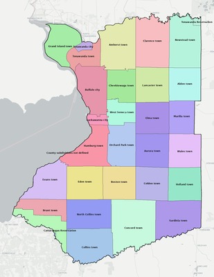 Erie County NY townships and subdivisions map