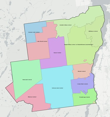 Essex County NY school district boundaries map