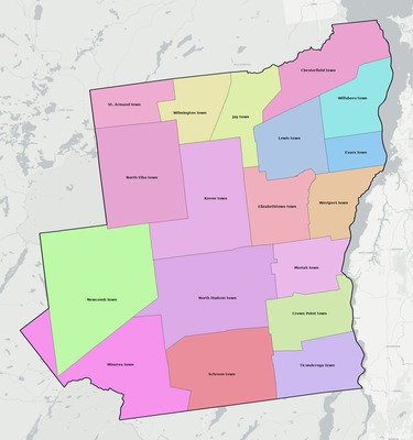Essex County NY townships and subdivisions map