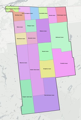 Franklin County NY townships and subdivisions map
