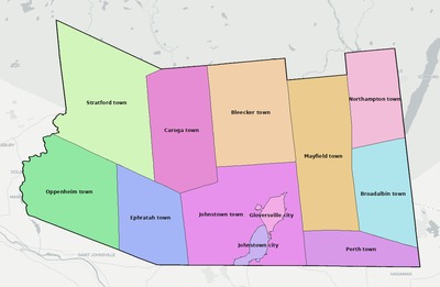 Fulton County NY townships and subdivisions map