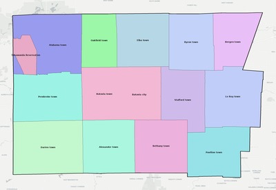 Genesee County NY townships and subdivisions map