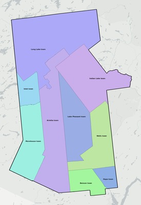 Hamilton County NY townships and subdivisions map