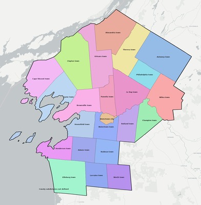 Jefferson County NY townships and subdivisions map