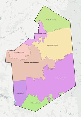 Lewis County NY school district boundaries map