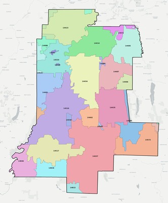 Livingston County NY ZIP code boundaries map