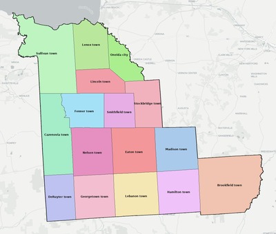 Madison County NY townships and subdivisions map