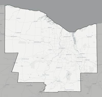 Monroe County NY county basemap context
