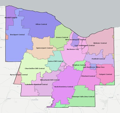 Monroe County NY school district boundaries map