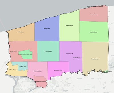 Niagara County NY townships and subdivisions map