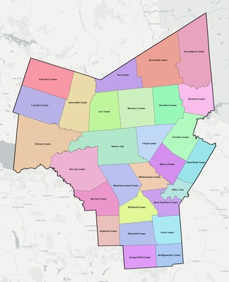 Oneida County NY townships and subdivisions map