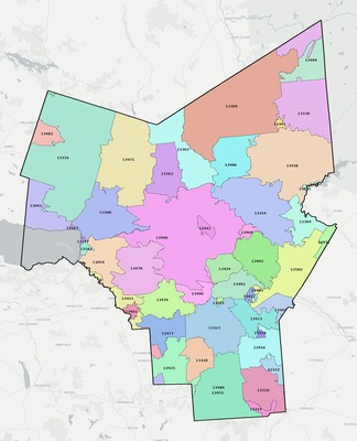 Oneida County NY ZIP code boundaries map