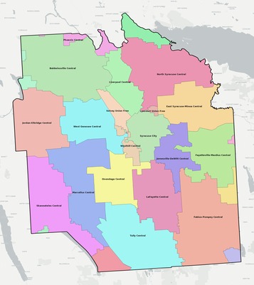 Onondaga County NY school district boundaries map