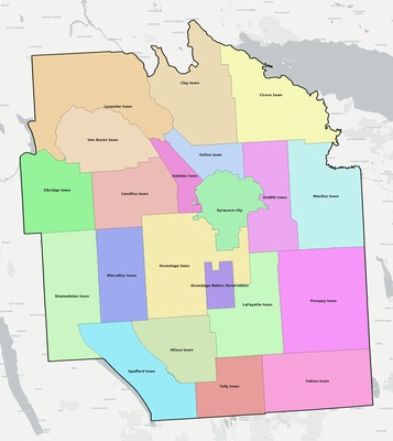 Onondaga County NY townships and subdivisions map