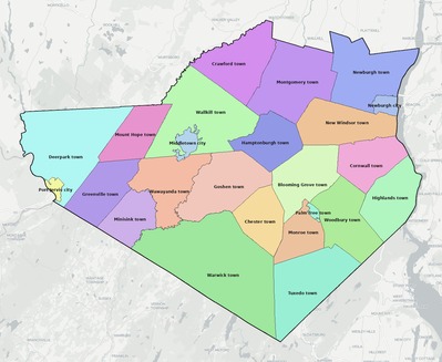 Orange County NY townships and subdivisions map