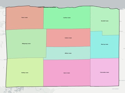 Orleans County NY townships and subdivisions map