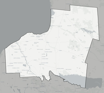 Oswego County NY county basemap context