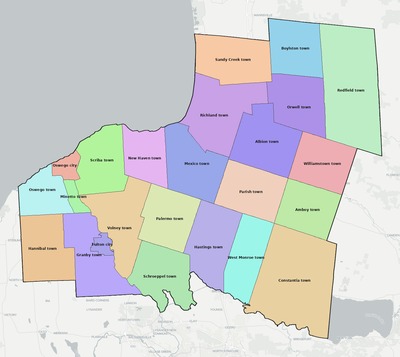 Oswego County NY townships and subdivisions map