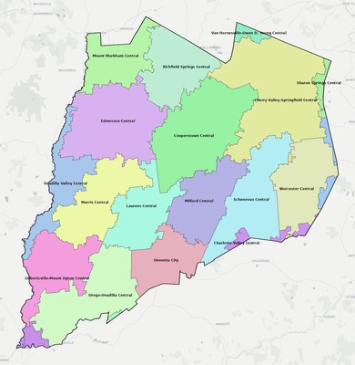 Otsego County NY school district boundaries map