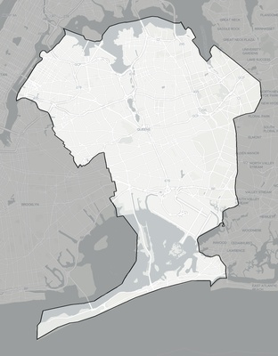 Queens County NY county basemap context