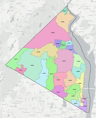 Rockland County NY ZIP code boundaries map