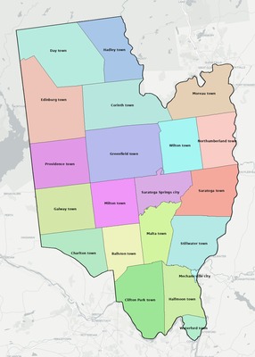 Saratoga County NY townships and subdivisions map