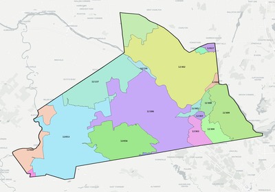 Schenectady County NY ZIP code boundaries map