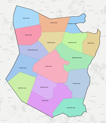 Schoharie County NY townships and subdivisions map
