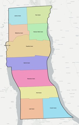 Seneca County NY townships and subdivisions map