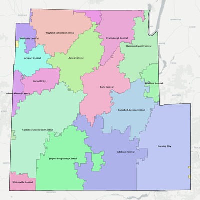 Steuben County NY school district boundaries map