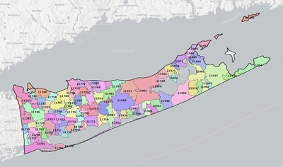 Suffolk County NY ZIP code map preview