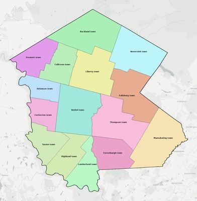 Sullivan County NY townships and subdivisions map