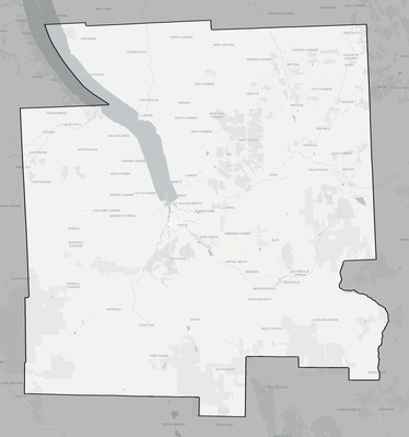 Tompkins County NY county basemap context