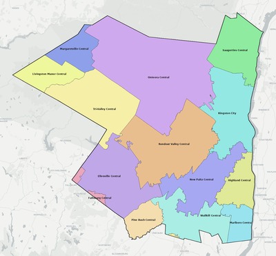 Ulster County NY school district boundaries map