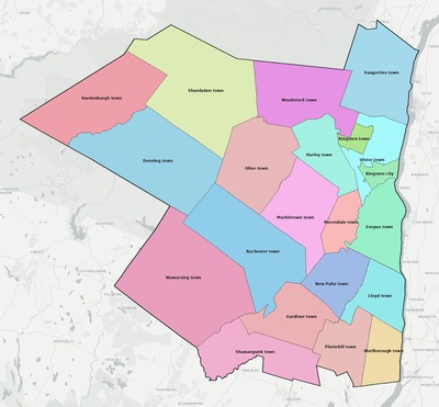 Ulster County NY townships and subdivisions map