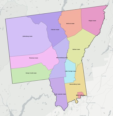 Warren County NY townships and subdivisions map