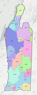 Washington County NY ZIP code boundaries map
