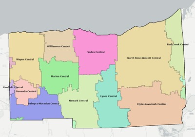 Wayne County NY school district boundaries map