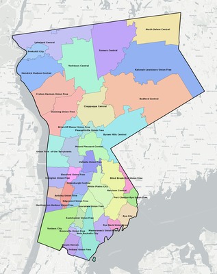 Westchester County NY school district boundaries map