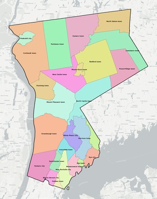 Westchester County NY townships and subdivisions map