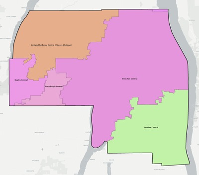 Yates County NY school district boundaries map