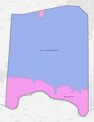 Adams County OH school district boundaries map