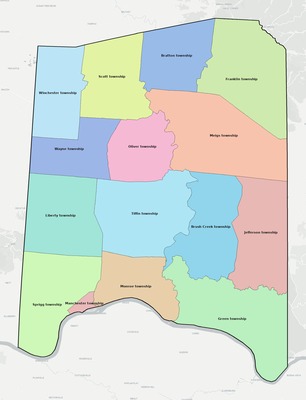 Adams County OH townships and subdivisions map